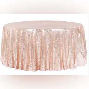 6 qty Glitz Sequins 120" Round Tablecloth - Blush/Rose Gold
